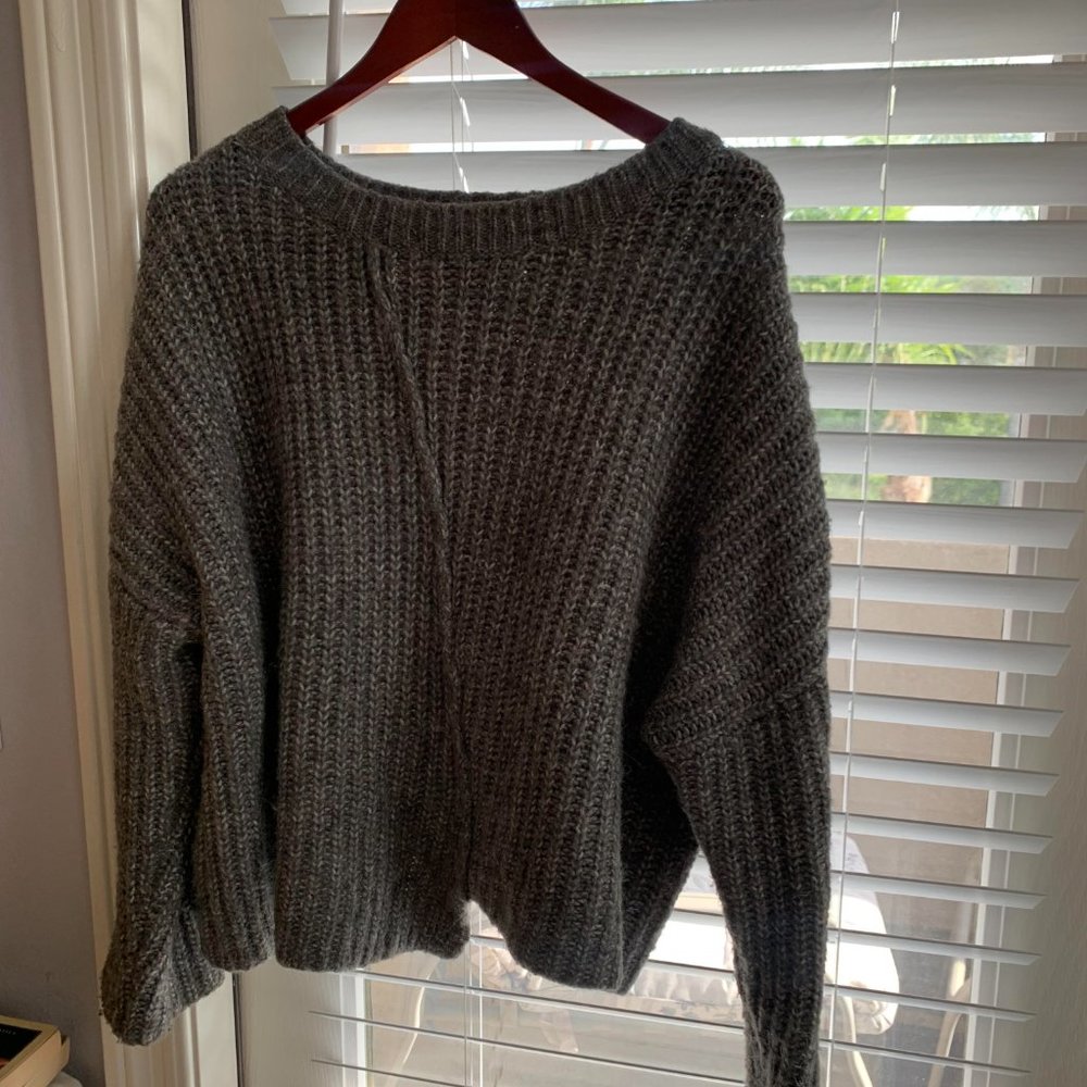 Gray Zara Asymmetric Cropped Sweater